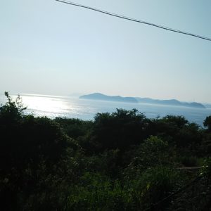 WordCamp男木島バーベキュー懇親会会場の灯台キャンプ場へ向かう道の途中から見た海