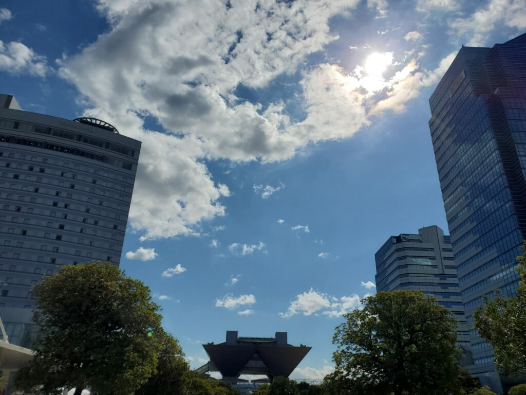 秋の空と雲と東京ビッグサイトと摩天楼